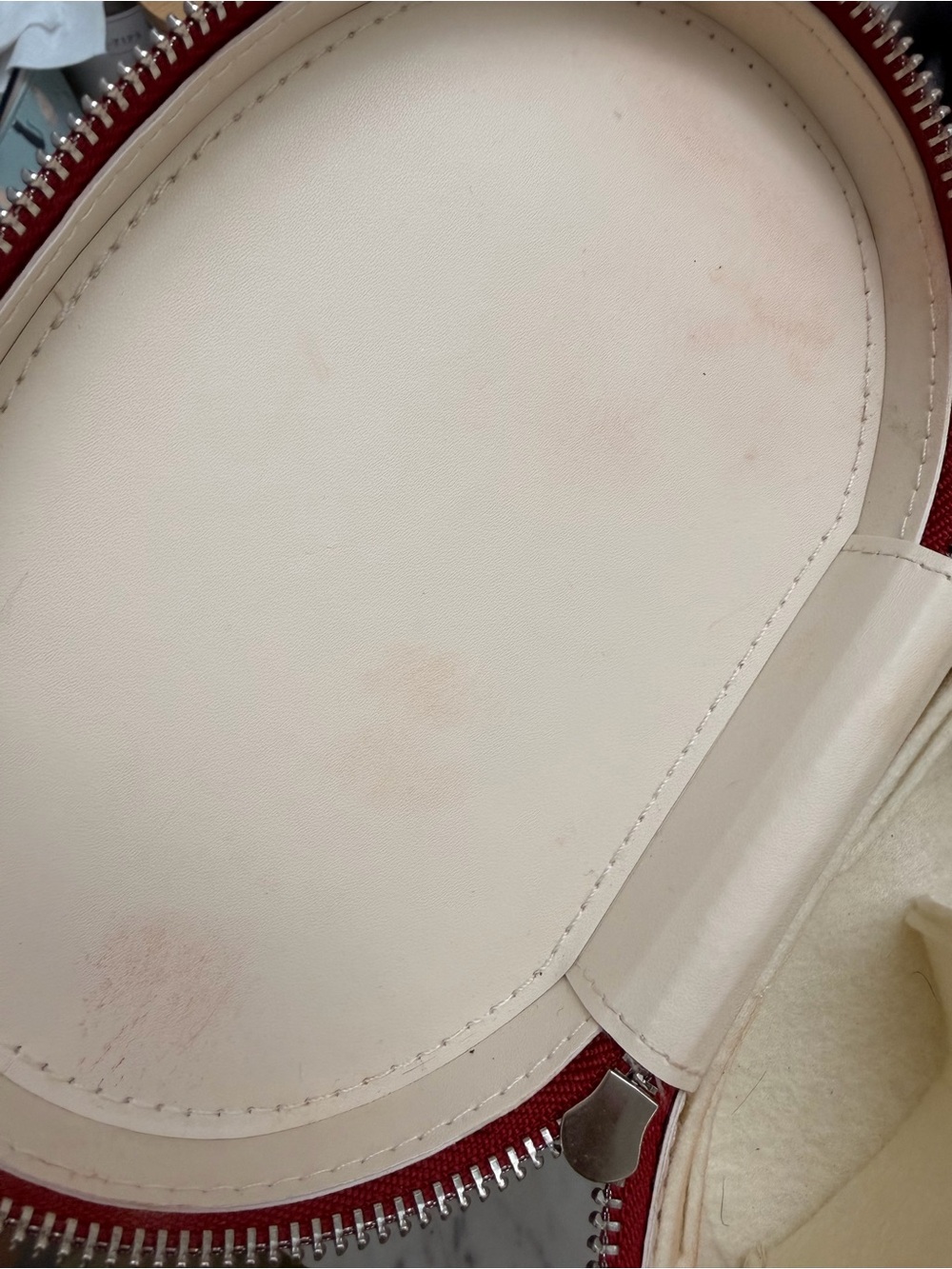 Saie Red Pebbled Leather Top-Handle Cosmetic Case - Picture 2 of 4